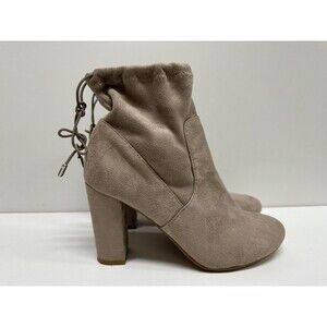 Nine West  O-Bordeaux women size 7M taupe faux suede high heel ankle booties